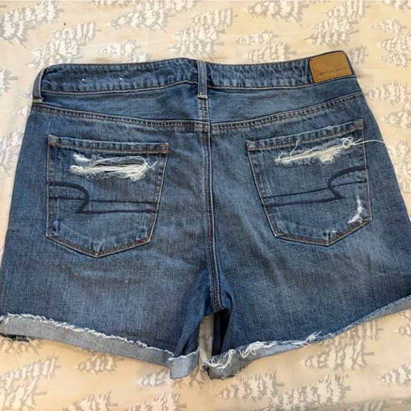 American Eagle Outfitters Distressed Dark Blue Jean Shorts - Picture 2 of 4